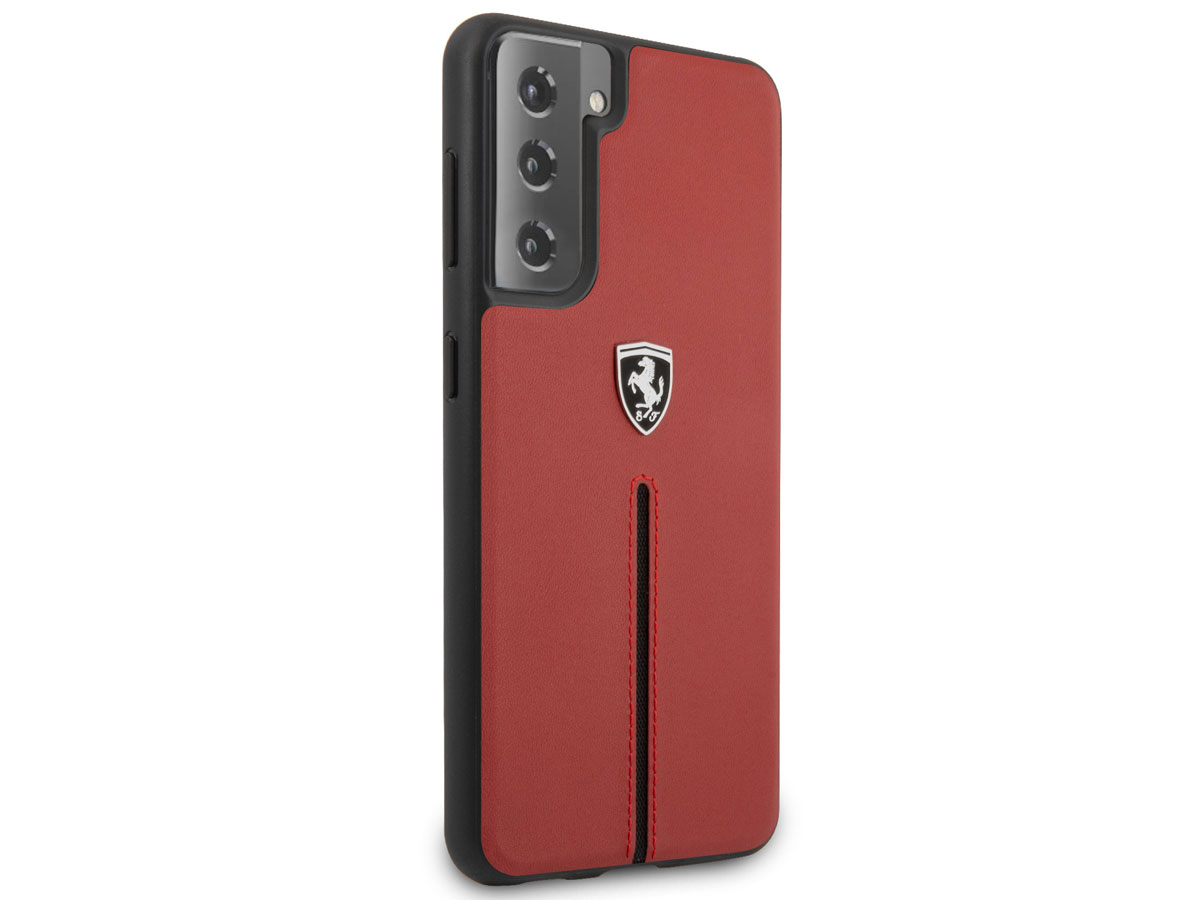 Ferrari Leather Case Rood - Samsung Galaxy S21 Hoesje