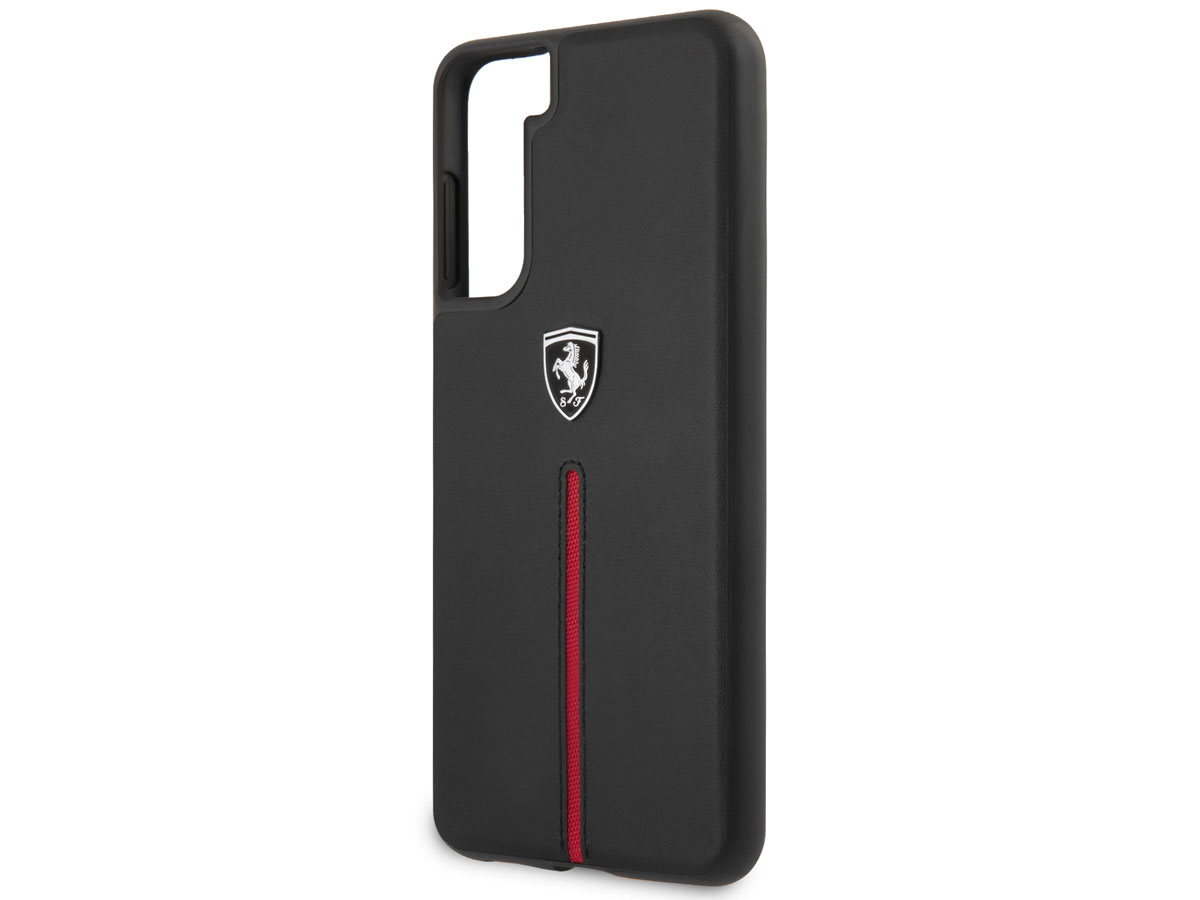 Ferrari Leather Case Zwart - Samsung Galaxy S21 Hoesje