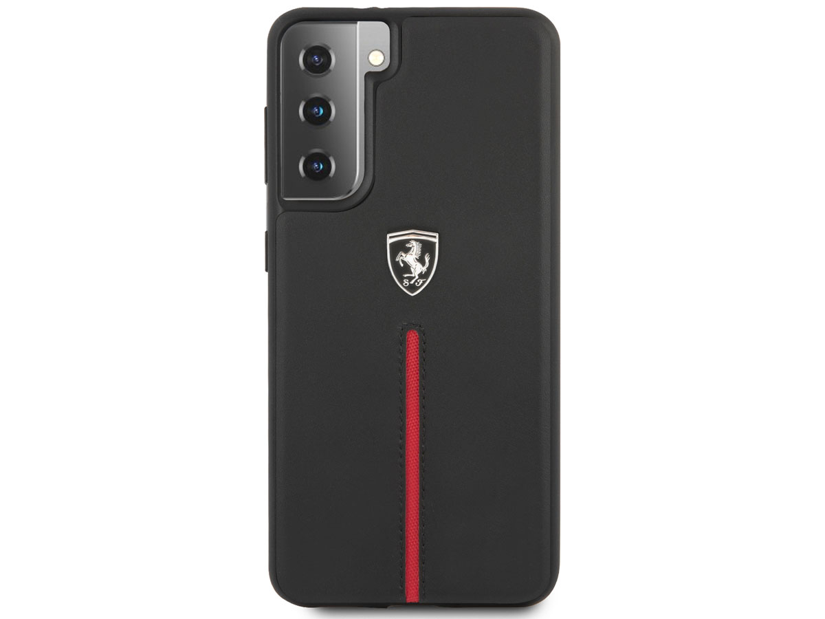 Ferrari Leather Case Zwart - Samsung Galaxy S21 Hoesje