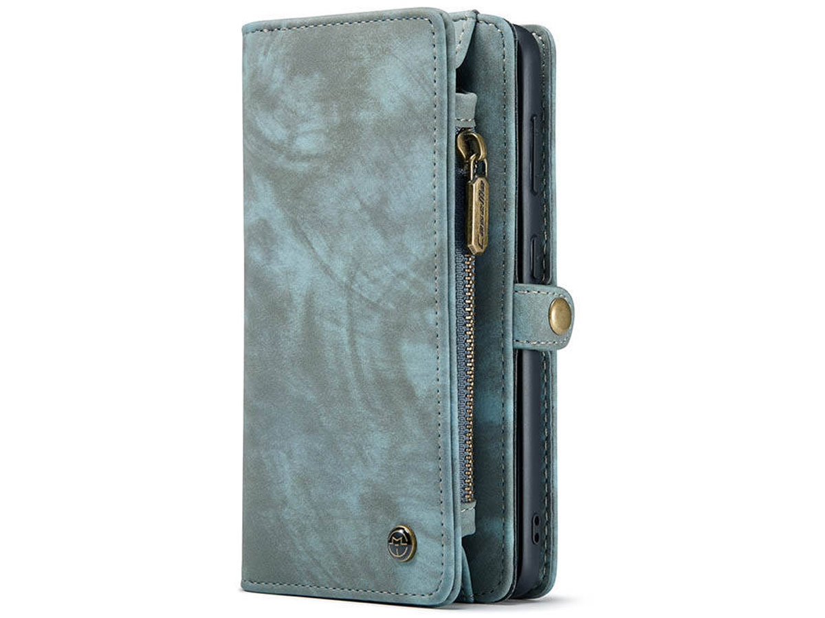 CaseMe 2in1 Wallet Ritsvak Case Blauw - Samsung Galaxy S21+ Hoesje