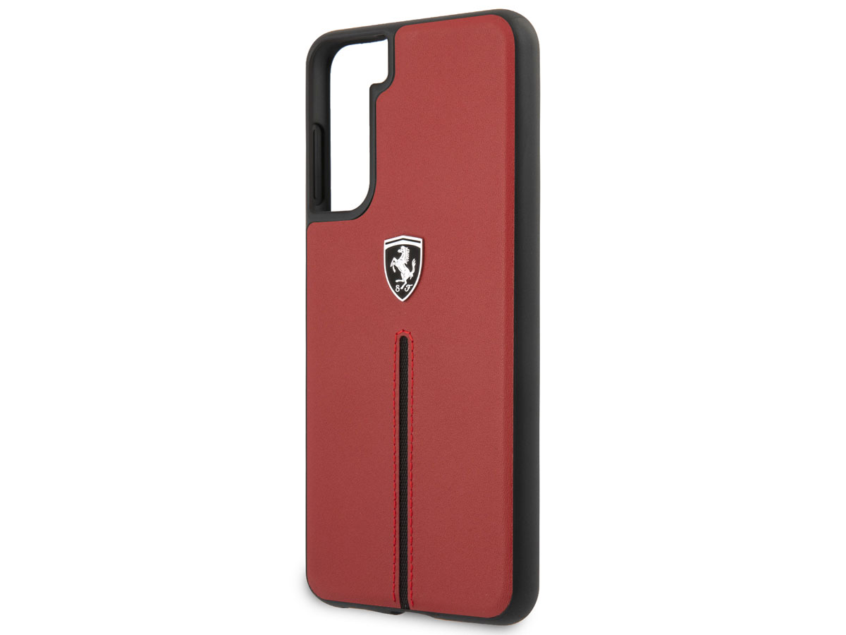 Ferrari Leather Case Rood - Samsung Galaxy S21+ Hoesje