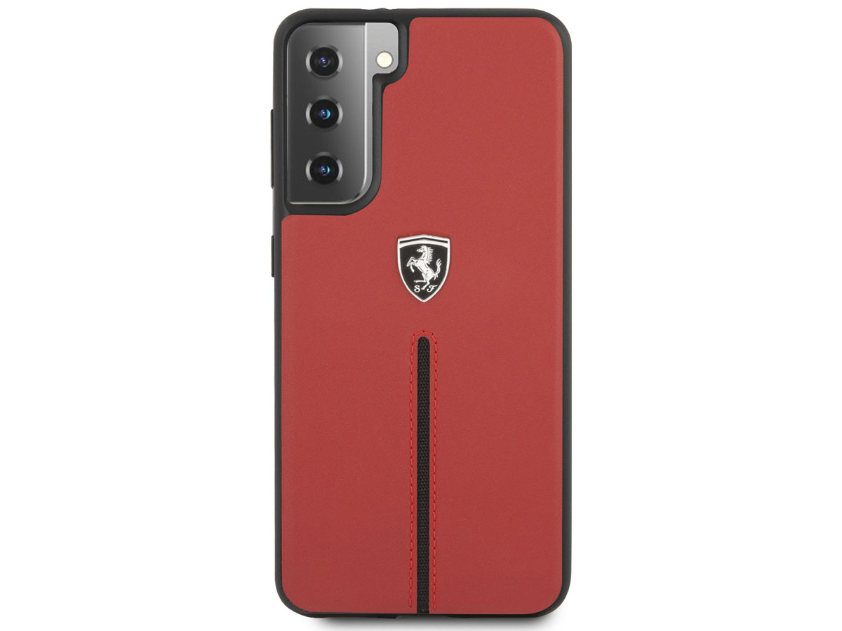 Ferrari Leather Case Rood - Samsung Galaxy S21+ Hoesje