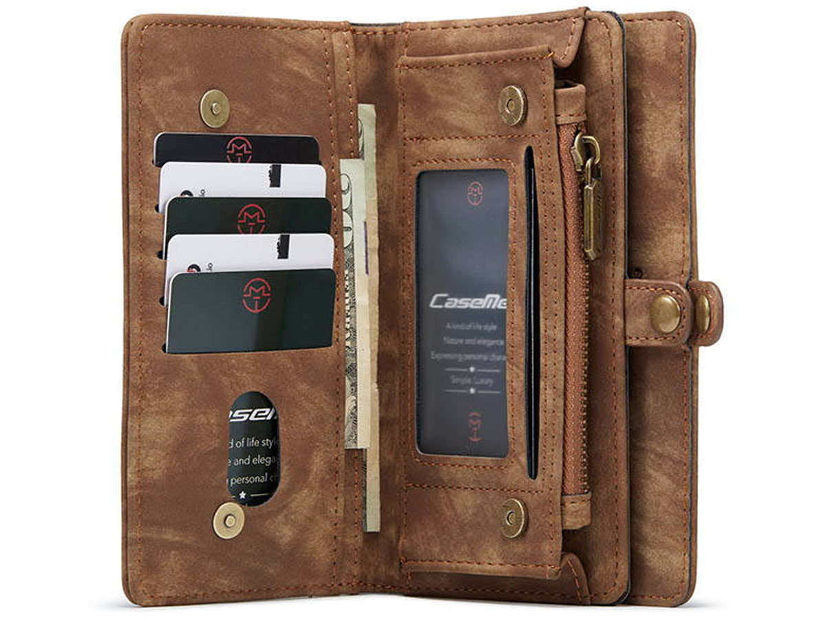 CaseMe 2in1 Wallet Ritsvak Case Bruin - Samsung Galaxy S21 Ultra Hoesje