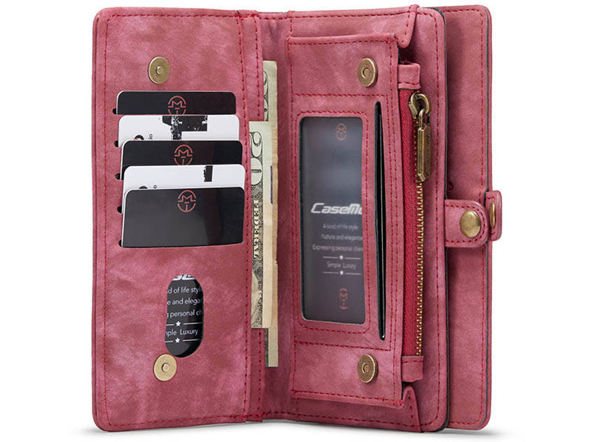 CaseMe 2in1 Wallet Ritsvak Case Rood - Samsung Galaxy S21 Ultra Hoesje