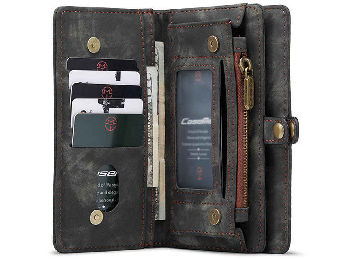 CaseMe 2in1 Wallet Ritsvak Case Zwart - Samsung Galaxy S21 Ultra Hoesje