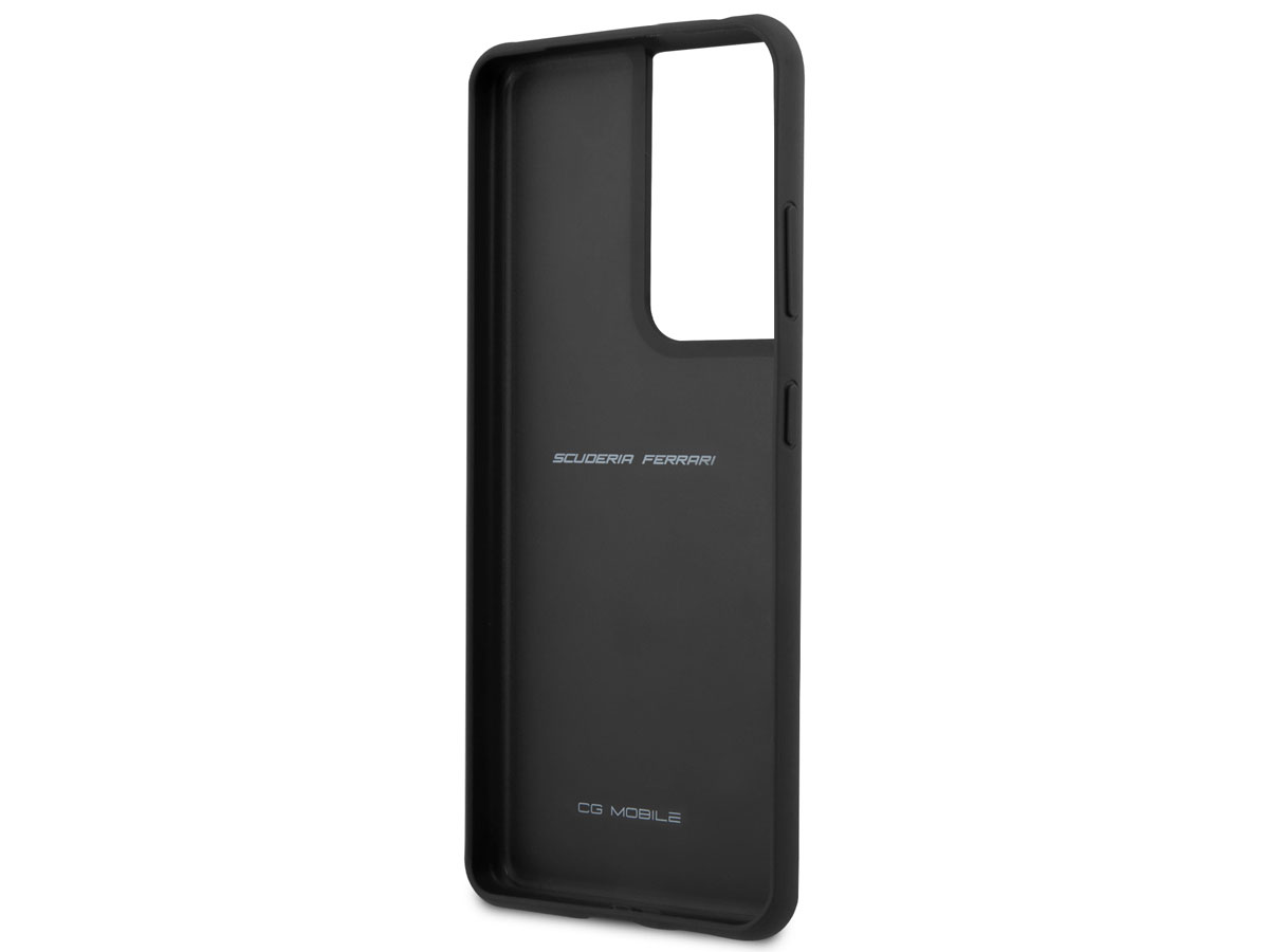 Ferrari Leather Case Zwart - Samsung Galaxy S21 Ultra Hoesje