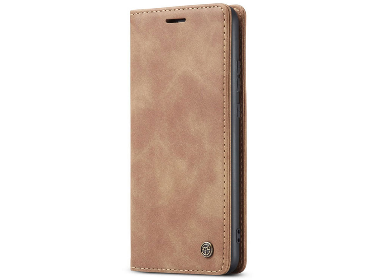 CaseMe Vintage BookCase Tan - Samsung Galaxy S21 Ultra hoesje