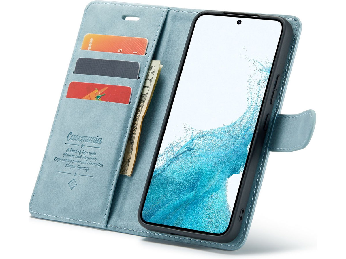 CaseMania 2in1 Magnetic Bookcase Aqua - Samsung Galaxy S22 Hoesje