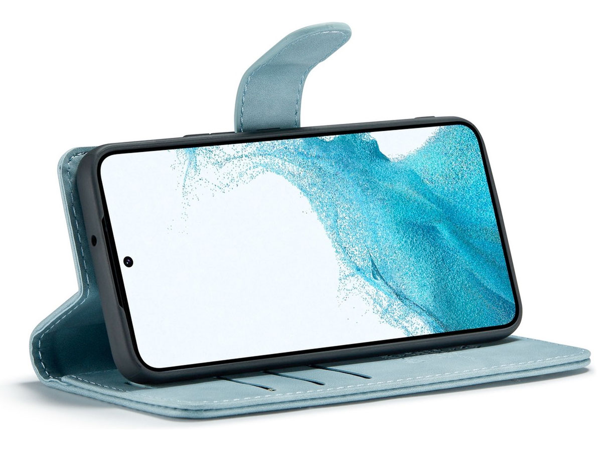 CaseMania 2in1 Magnetic Bookcase Aqua - Samsung Galaxy S22 Hoesje