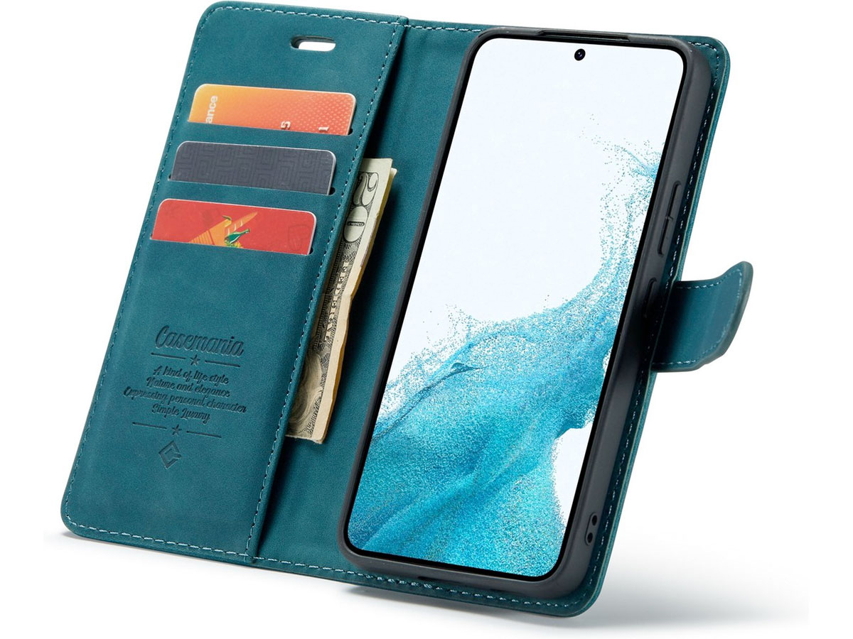 CaseMe 2in1 Magnetic Bookcase Groen - Samsung Galaxy S22 Hoesje