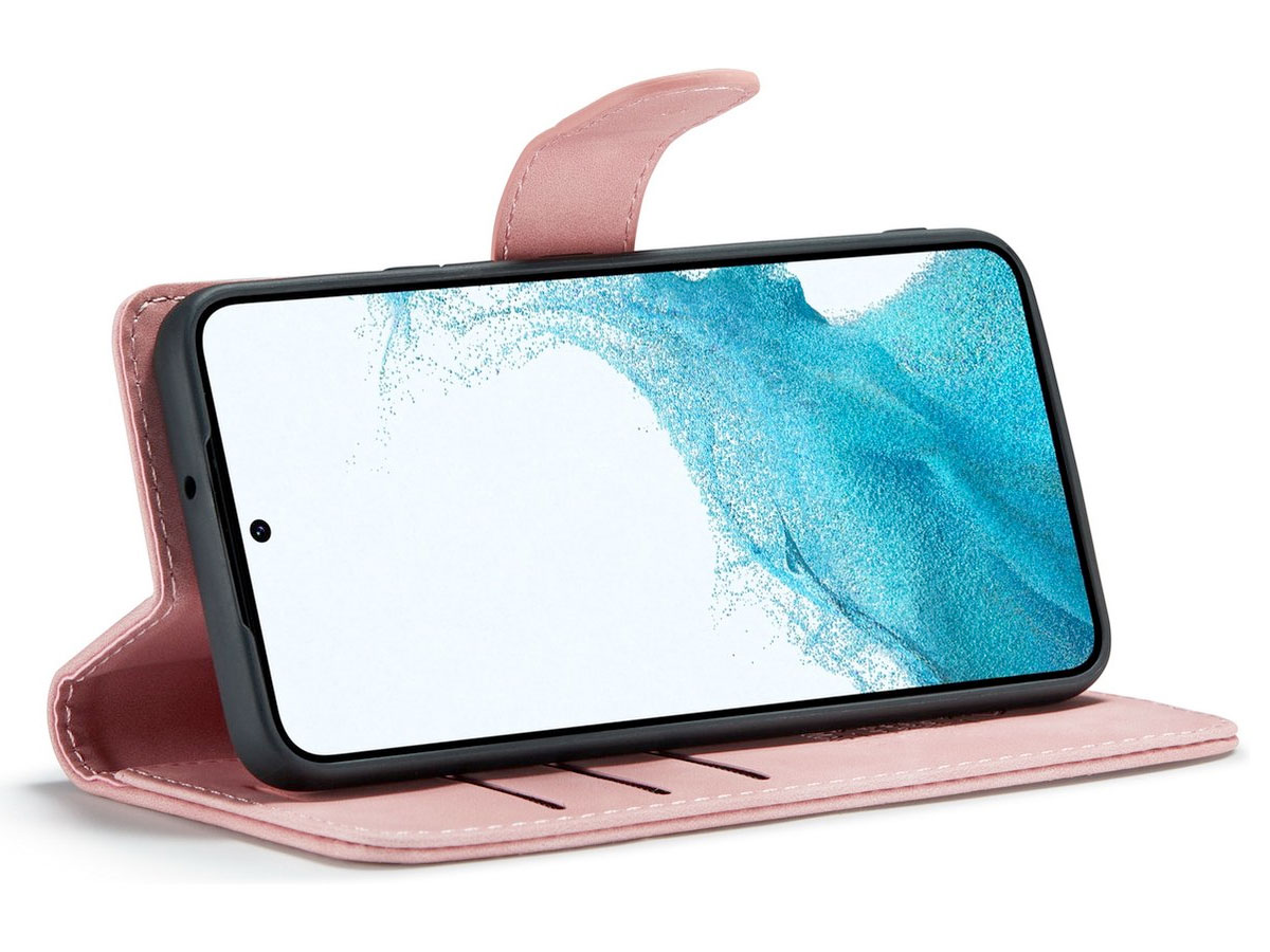 CaseMe 2in1 Magnetic Bookcase Roze - Samsung Galaxy S22 Hoesje