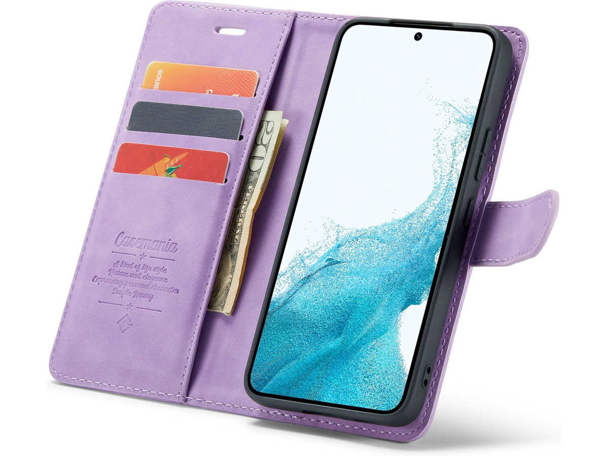 CaseMe 2in1 Magnetic Bookcase Paars - Samsung Galaxy S22 Hoesje