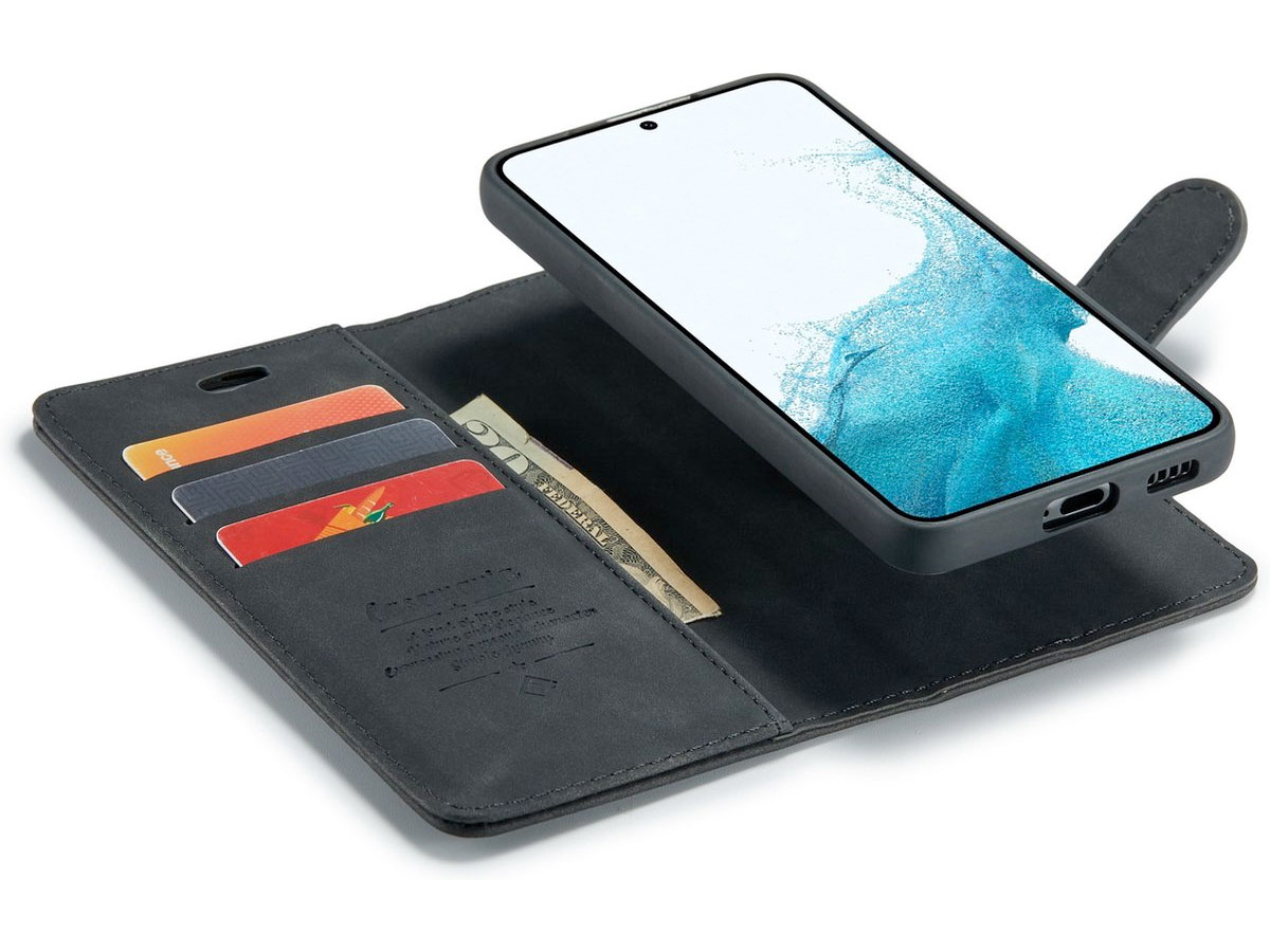 CaseMe 2in1 Magnetic Bookcase Zwart - Samsung Galaxy S22 Hoesje