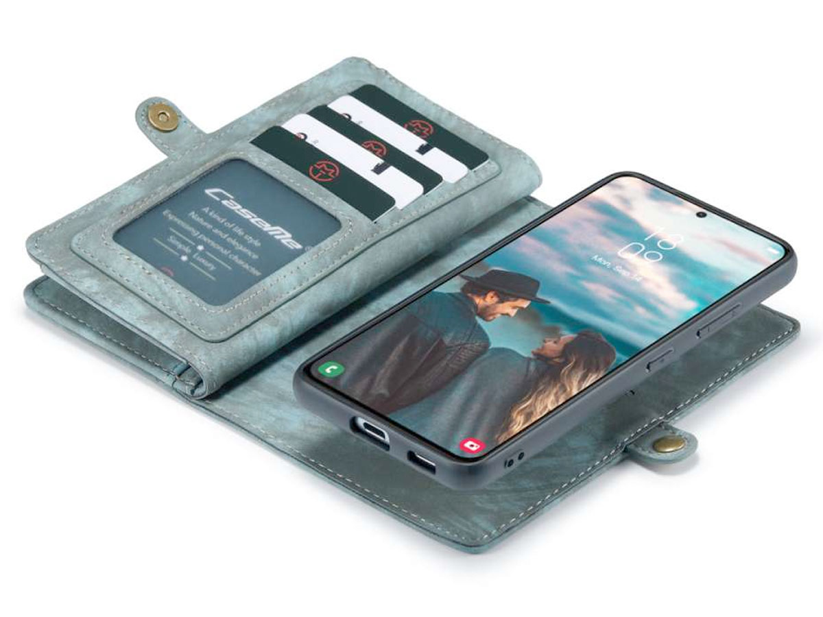 CaseMe 2in1 Wallet Ritsvak Case Blauw - Samsung Galaxy S22 Hoesje