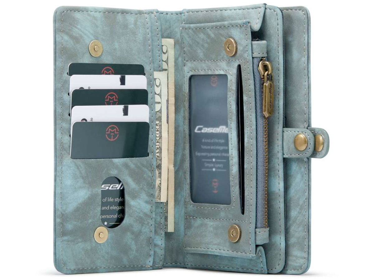 CaseMe 2in1 Wallet Ritsvak Case Blauw - Samsung Galaxy S22 Hoesje