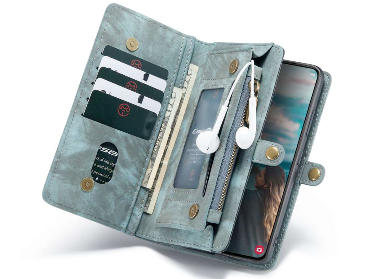 CaseMe 2in1 Wallet Ritsvak Case Blauw - Samsung Galaxy S22 Hoesje