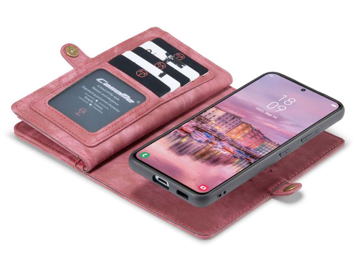 CaseMe 2in1 Wallet Ritsvak Case Rood - Samsung Galaxy S22 Hoesje