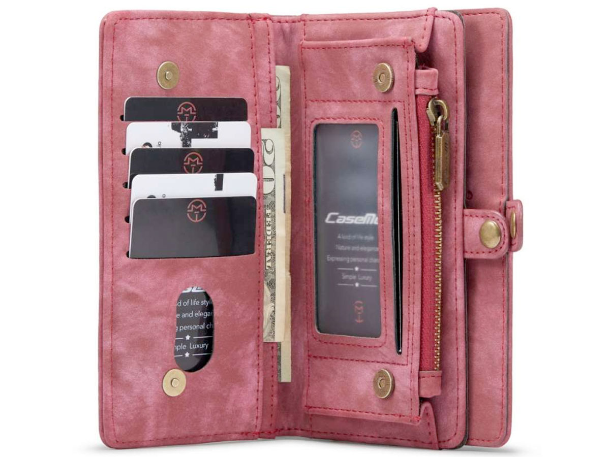 CaseMe 2in1 Wallet Ritsvak Case Rood - Samsung Galaxy S22 Hoesje