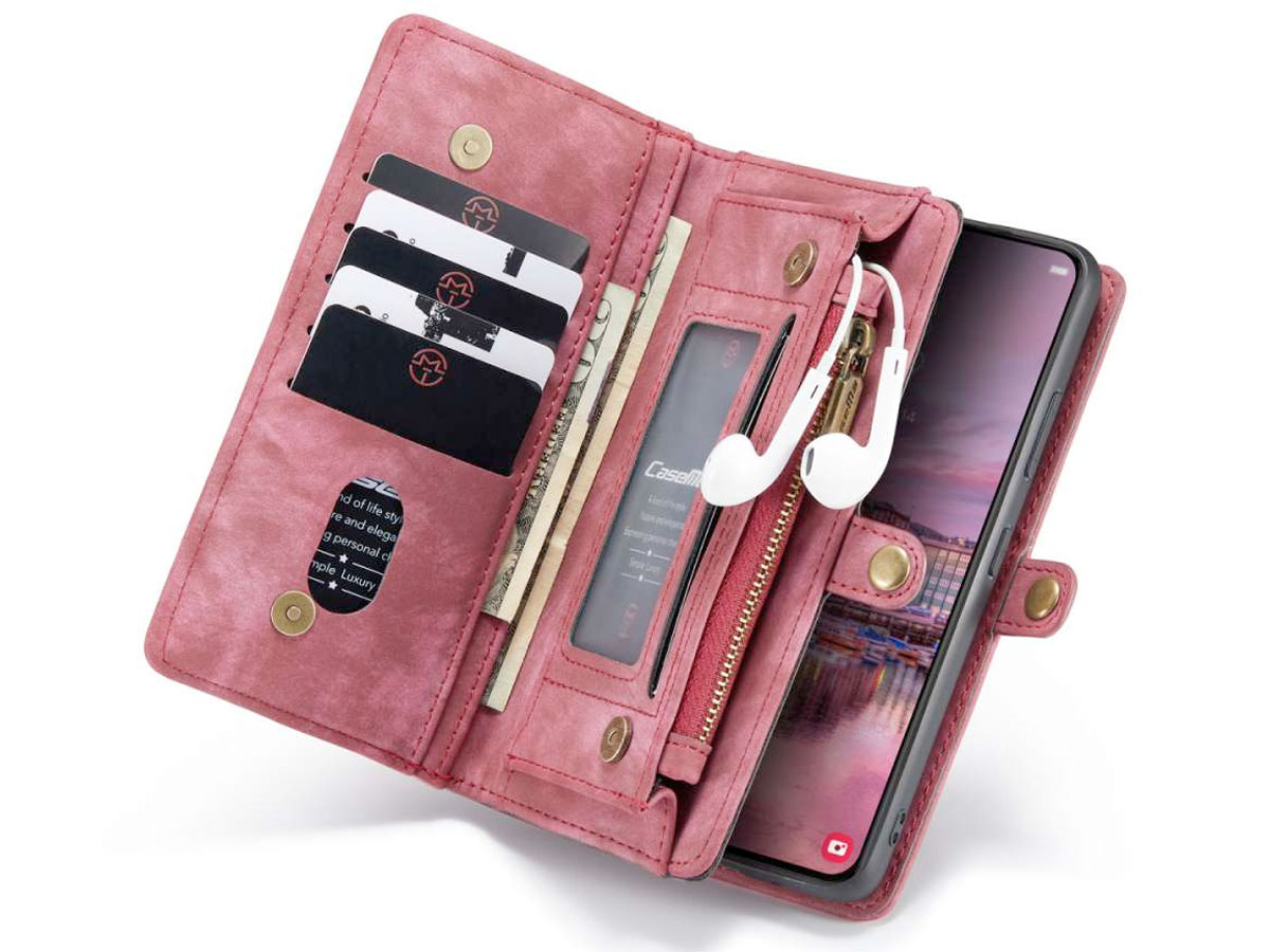 CaseMe 2in1 Wallet Ritsvak Case Rood - Samsung Galaxy S22 Hoesje