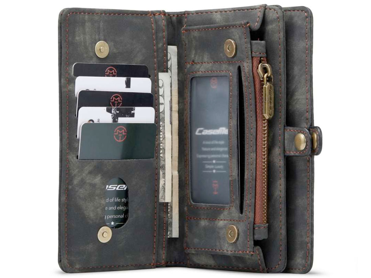 CaseMe 2in1 Wallet Ritsvak Case Zwart - Samsung Galaxy S22 Hoesje