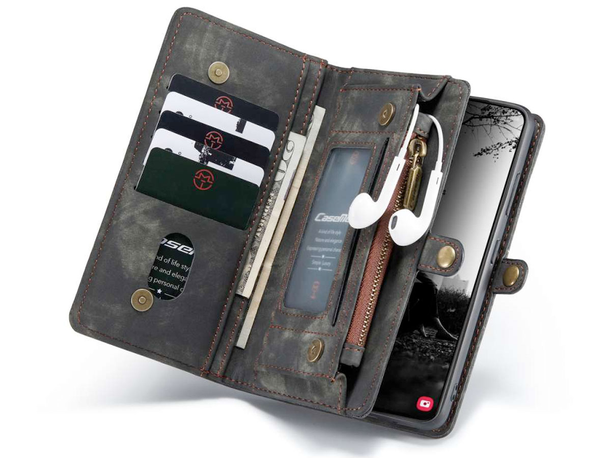 CaseMe 2in1 Wallet Ritsvak Case Zwart - Samsung Galaxy S22 Hoesje