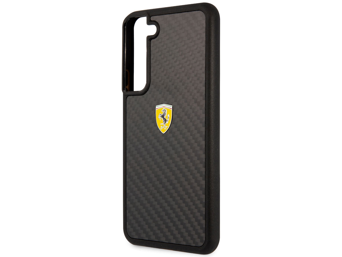 Ferrari Carbon Fiber Case Zwart - Samsung Galaxy S22 Hoesje