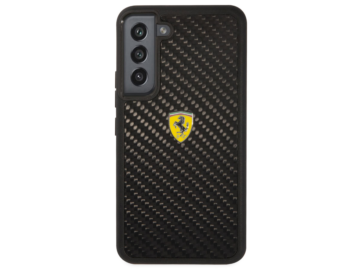 Ferrari Carbon Fiber Case Zwart - Samsung Galaxy S22 Hoesje