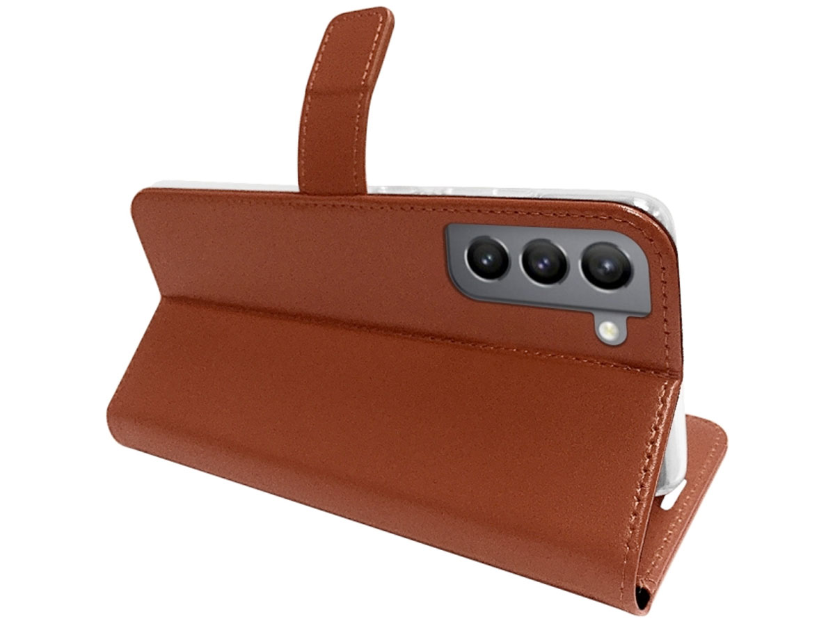 Valenta Leather Bookcase Bruin - Samsung Galaxy S22 hoesje