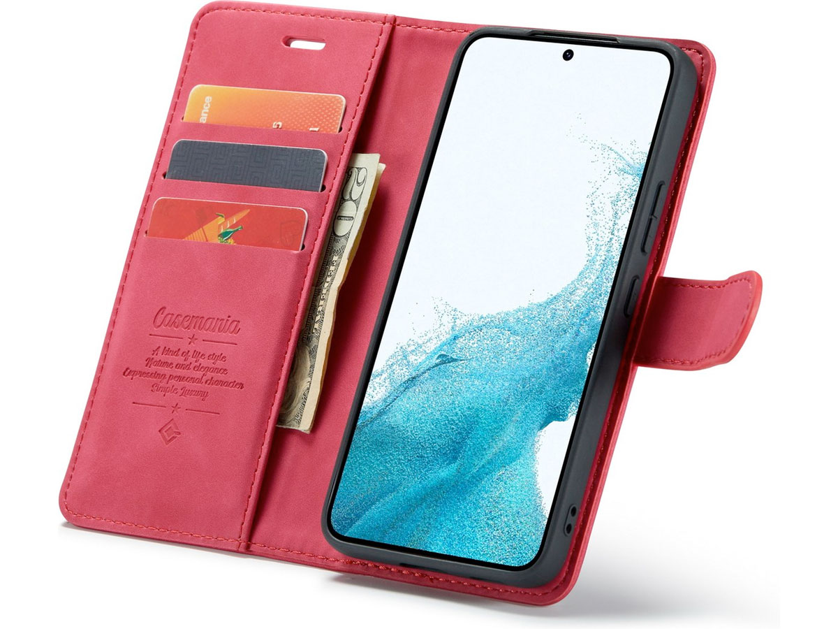 CaseMe 2in1 Magnetic Bookcase Fuchsia - Samsung Galaxy S22+ Hoesje