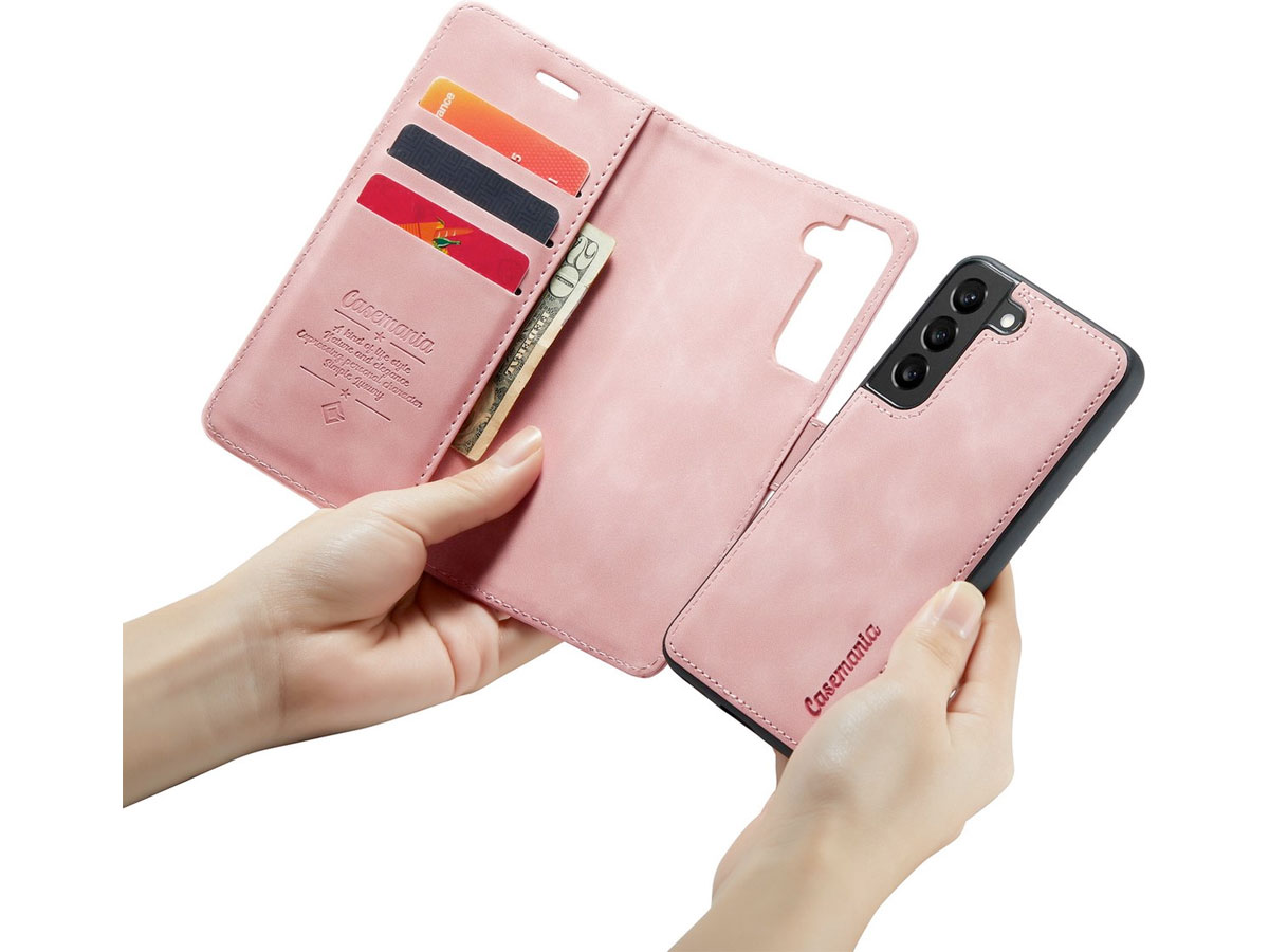 CaseMe 2in1 Magnetic Bookcase Roze - Samsung Galaxy S22+ Hoesje