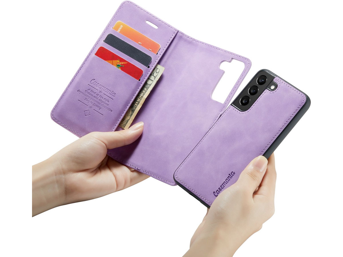 CaseMe 2in1 Magnetic Bookcase Paars - Samsung Galaxy S22+ Hoesje