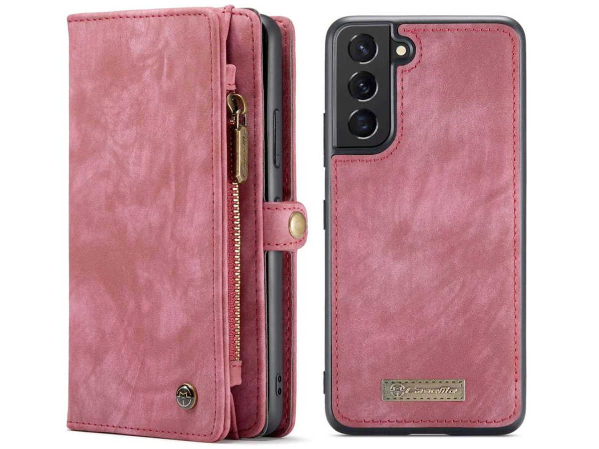 CaseMe 2in1 Wallet Ritsvak Case Rood - Samsung Galaxy S22+ Hoesje
