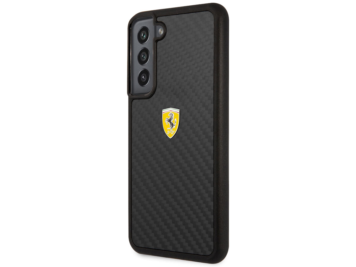 Ferrari Carbon Fiber Case Zwart - Samsung Galaxy S22+ Hoesje