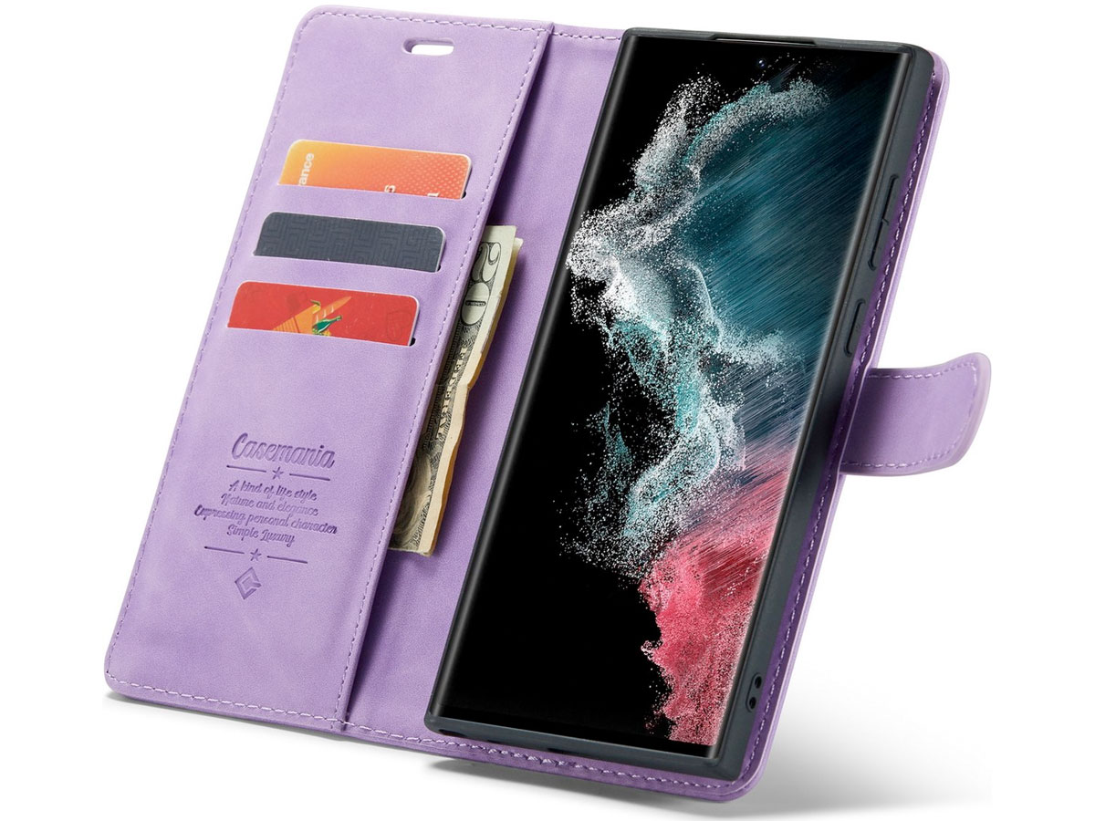 CaseMe 2in1 Magnetic Bookcase Paars - Samsung Galaxy S22 Ultra Hoesje