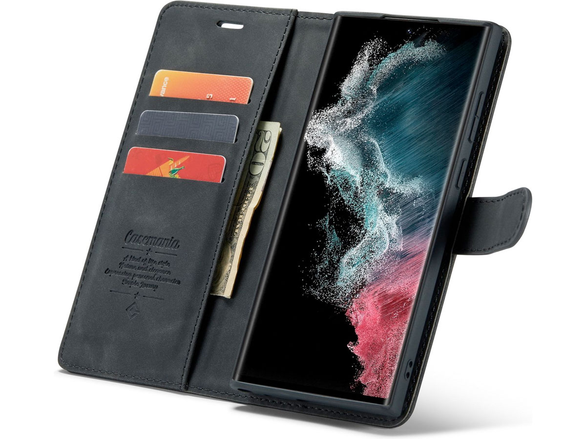 CaseMe 2in1 Magnetic Bookcase Zwart - Samsung Galaxy S22 Ultra Hoesje