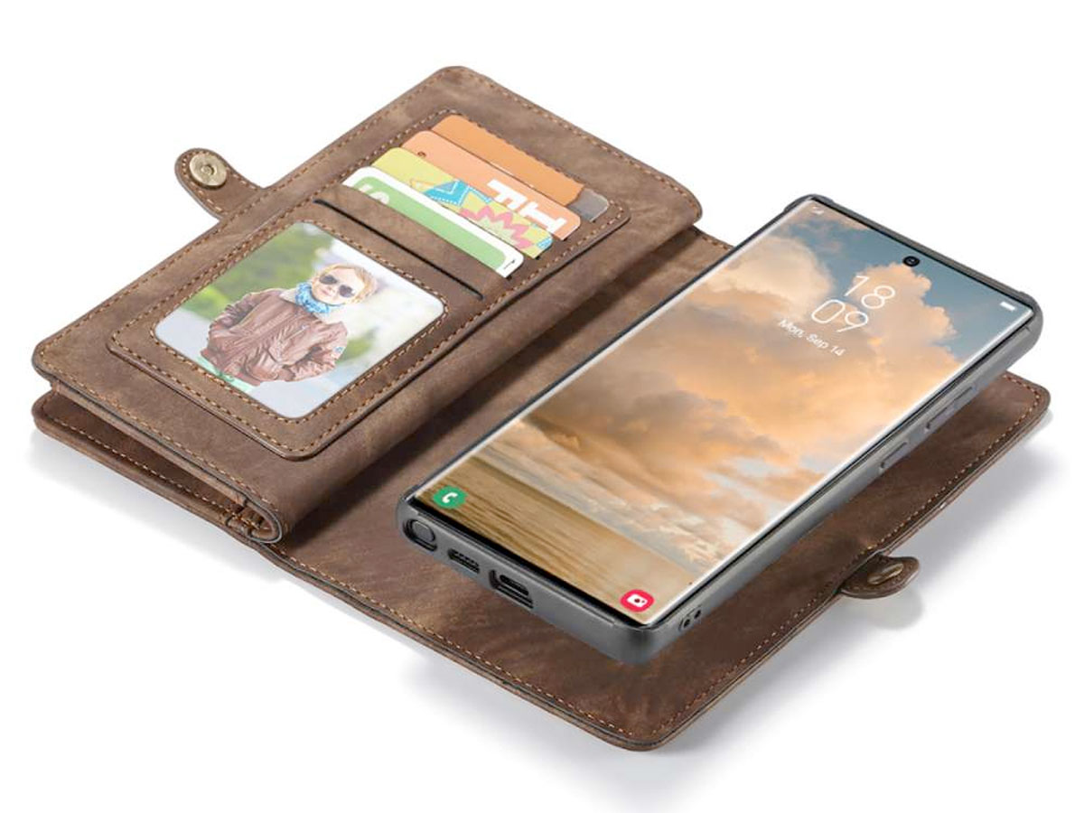 CaseMe 2in1 Wallet Ritsvak Case Bruin - Samsung Galaxy S22 Ultra Hoesje