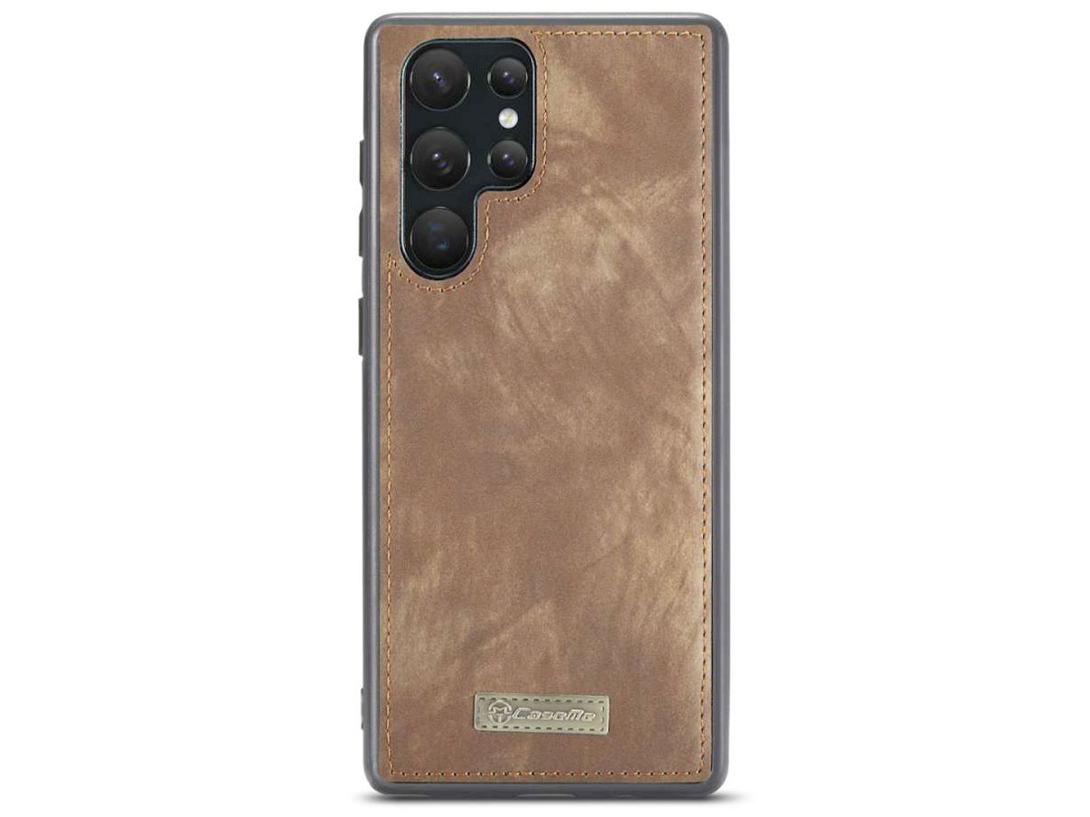 CaseMe 2in1 Wallet Ritsvak Case Bruin - Samsung Galaxy S22 Ultra Hoesje