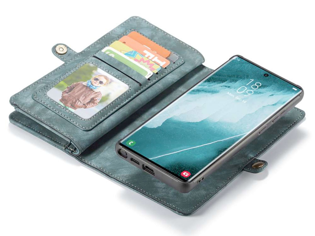 CaseMe 2in1 Wallet Ritsvak Case Blauw - Samsung Galaxy S22 Ultra Hoesje