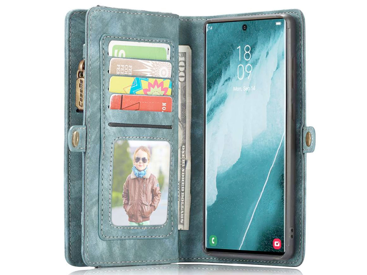 CaseMe 2in1 Wallet Ritsvak Case Blauw - Samsung Galaxy S22 Ultra Hoesje