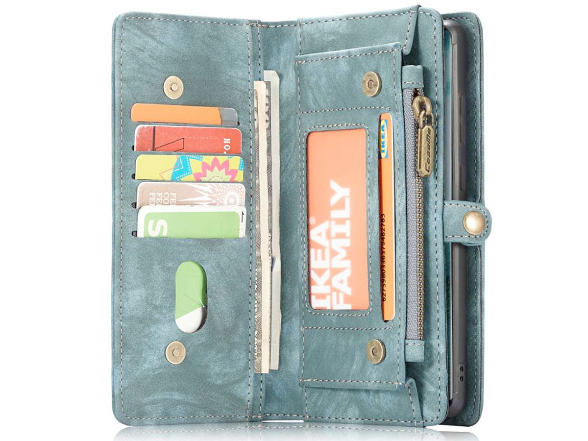 CaseMe 2in1 Wallet Ritsvak Case Blauw - Samsung Galaxy S22 Ultra Hoesje