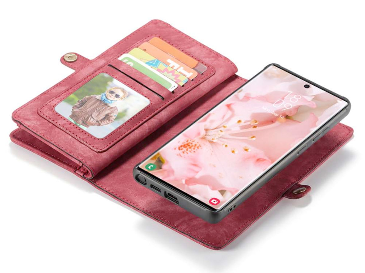 CaseMe 2in1 Wallet Ritsvak Case Rood - Samsung Galaxy S22 Ultra Hoesje