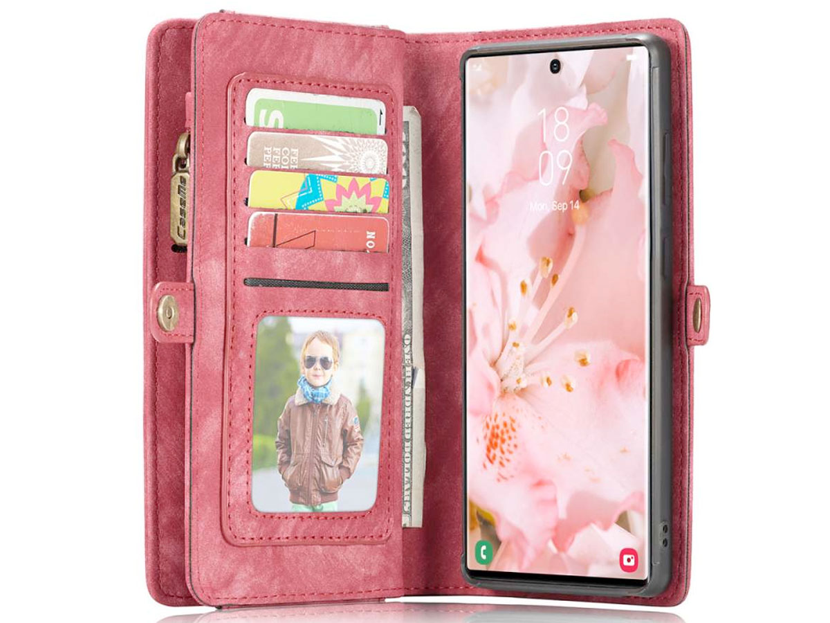 CaseMe 2in1 Wallet Ritsvak Case Rood - Samsung Galaxy S22 Ultra Hoesje