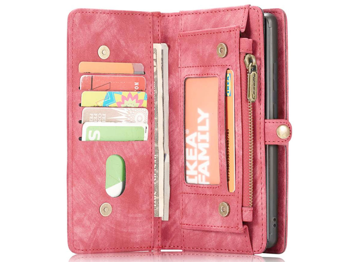 CaseMe 2in1 Wallet Ritsvak Case Rood - Samsung Galaxy S22 Ultra Hoesje