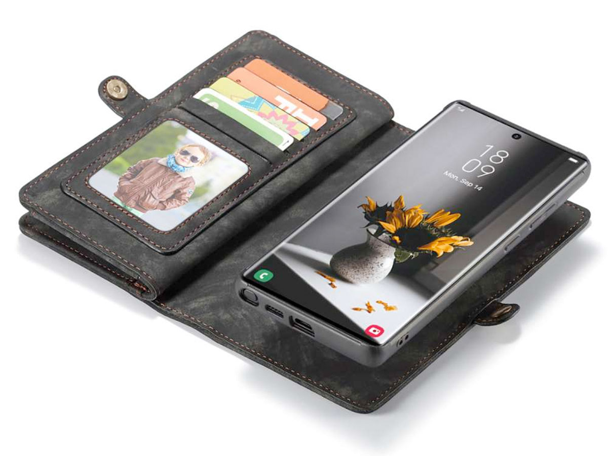 CaseMe 2in1 Wallet Ritsvak Case Zwart - Samsung Galaxy S22 Ultra Hoesje