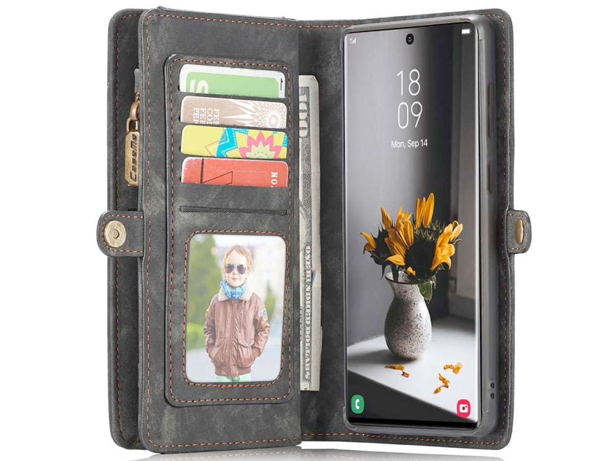 CaseMe 2in1 Wallet Ritsvak Case Zwart - Samsung Galaxy S22 Ultra Hoesje