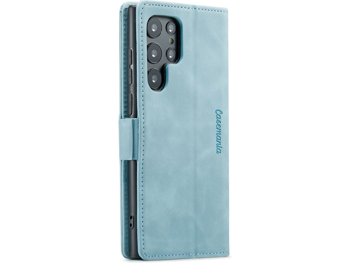 CaseMe Vintage BookCase Aqua - Samsung Galaxy S22 Ultra hoesje