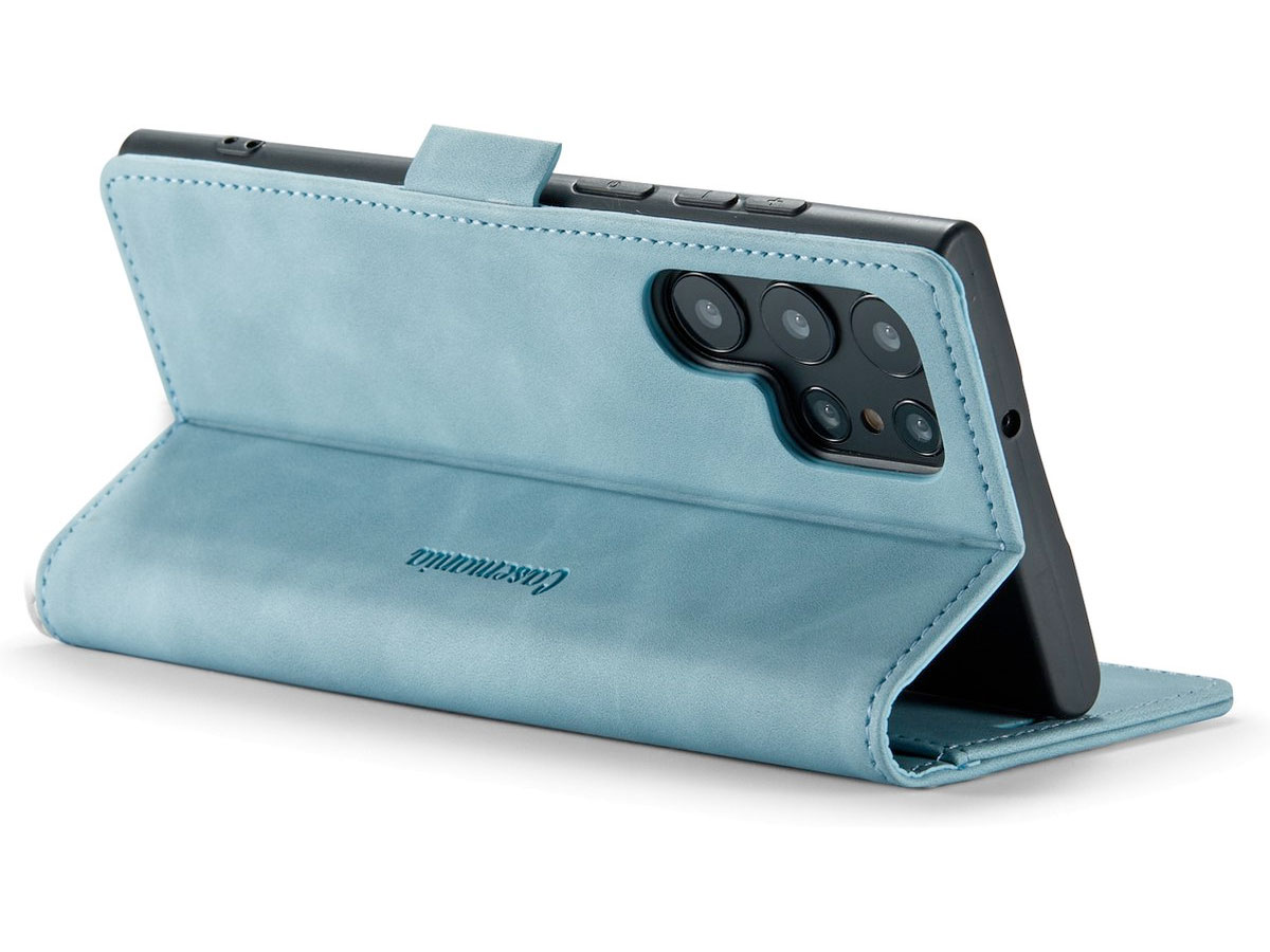 CaseMe Vintage BookCase Aqua - Samsung Galaxy S22 Ultra hoesje