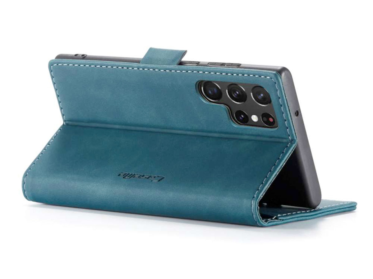 CaseMe Vintage BookCase Groen - Samsung Galaxy S22 Ultra hoesje