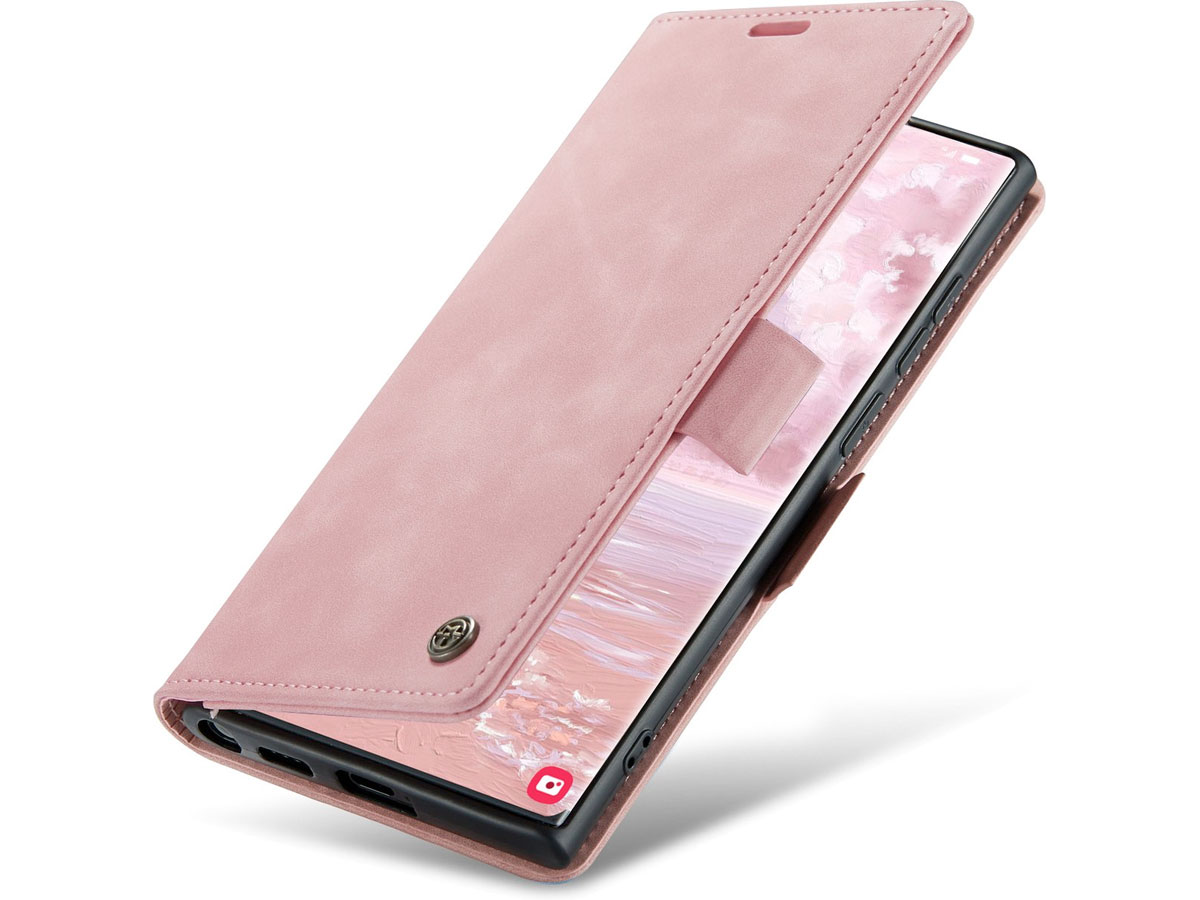 CaseMe Vintage BookCase Roze - Samsung Galaxy S22 Ultra hoesje