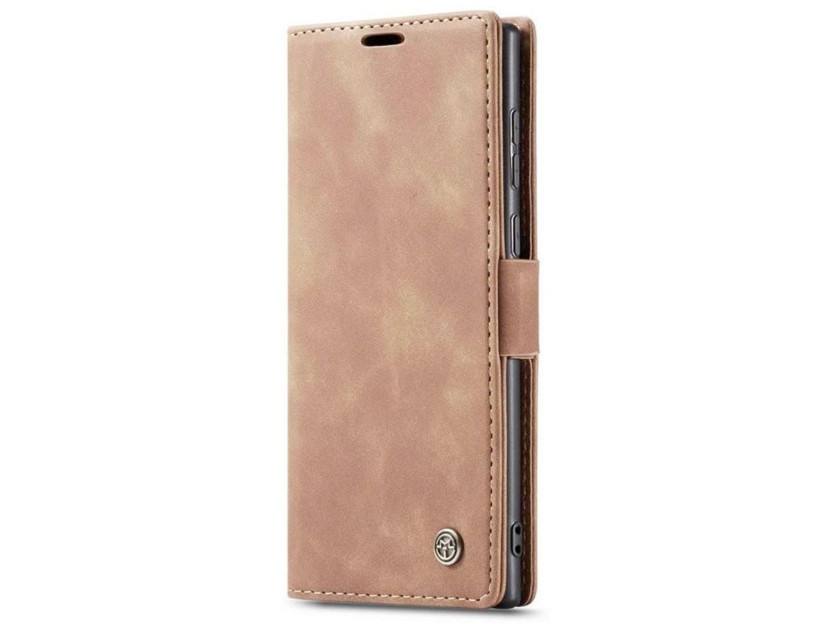 CaseMe Vintage BookCase Tan - Samsung Galaxy S22 Ultra hoesje